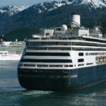 Cruise ships sailing in Juneau Alaska harbor